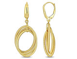 10K Yellow Gold Hanging Leverback Earrings Dangle Earrings
